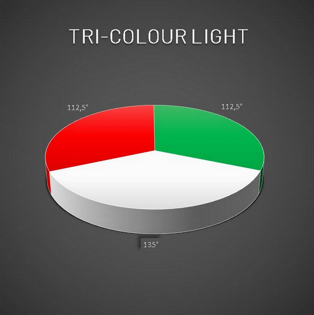 Tricolour LED light with anchor LED lights 2nm, silver
